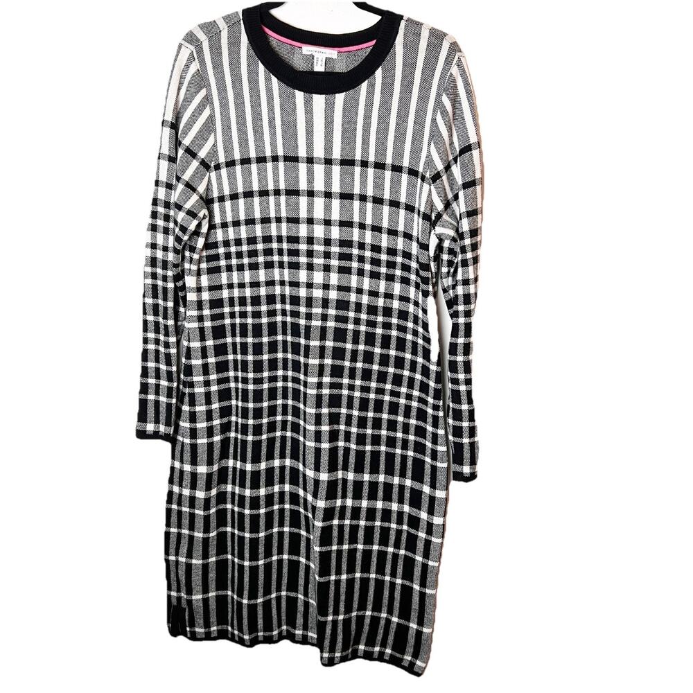 Isaac Mizrahi Live! Printed Black White Stripe Women's Large